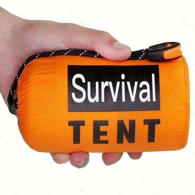 Orange Emergency Survival Tent - 2 Person Tube Tent with Survival Whistle & Paracord