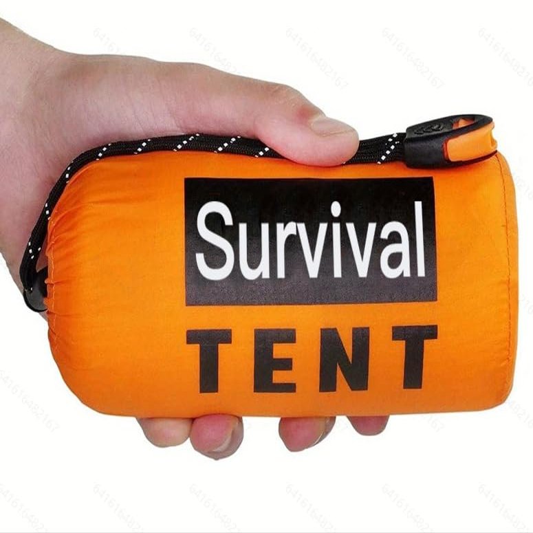 Orange Emergency Survival Tent - 2 Person Tube Tent with Survival Whistle & Paracord