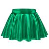 Auranso Girls Metallic Skater Skirt Sparkly Shiny Flared Pleated A-Line Mini Skort Green 10-11 Years view 1