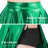 Auranso Girls Metallic Skater Skirt Sparkly Shiny Flared Pleated A-Line Mini Skort Green 10-11 Years view 4