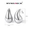 NVWAROCK Silver Drop Clip On Earrings Dupes Teardrop Chunky Non Pierced Earring 14K Real White Gold Plated Hypoallergenic Lightweight Earrings for Women view 2