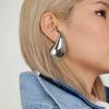 NVWAROCK Silver Drop Clip On Earrings Dupes Teardrop Chunky Non Pierced Earring 14K Real White Gold Plated Hypoallergenic Lightweight Earrings for Women view 4