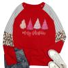 Plus Size Christmas T Shirt Women Xmas Leopard Plaid Trees Print Tees Casual Long Sleeve Holiday Shirts Top (Red9, 4X-Large) view 3