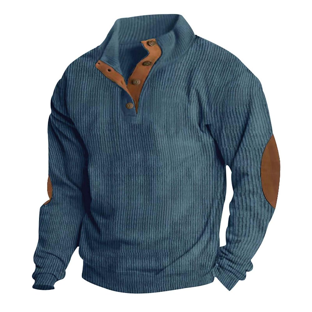 ZYXTIM Corduroy Shirts Jacket Men Long Sleeve Polo Henley Shirts Waffle Knit Muscle Fit Casual Polo Shirts Big and Tall Ribbed Work Shirts