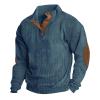 ZYXTIM Corduroy Shirts Jacket Men Long Sleeve Polo Henley Shirts Waffle Knit Muscle Fit Casual Polo Shirts Big and Tall Ribbed Work Shirts view 1