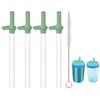 4pcs Replacement Straws with Bite Valve for Zak Designs Kelso 15 oz, with 1 Cleaning Brush Reusable Kids Cup Replacement Straws Accessory for Zak, BPA-Free (Light Green) view 1