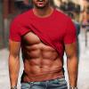 Men's 3D Muscle T Shirt Ugly Christmas Tops Funny Creative Holiday Abs Graphic Print Tees Short Sleeve Party Shirts Red view 2