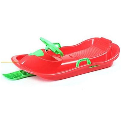 Double Thickened Sled, Children'S Sled with Steering Wheel, Sled with Brake Handrail