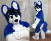 PROPSCOS Long Fur Furry Blue Wolf Husky Dog Fox Fursuit Mascot Costume Character (XXL)