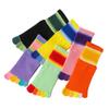 Antcher Girls Seamless Socks Rainbow Stripes Five Finger Cotton Toe Socks Kids School Crew Socks 6 Pack (US, Age, 6 Years, 10 Years, Multi) view 2