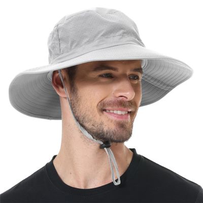 ZOORON Boonie Hat UPF 50+ Cooling Sun Hat for Men and Women,Wide Brim Bucket Hats with UV Protection for Safari Hiking Beach Light Grey