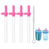4pcs Replacement Straws with Bite Valve for Zak Designs Kelso 15 oz, with 1 Cleaning Brush Reusable Kids Cup Replacement Straws Accessory for Zak, BPA-Free (Pink) view 1