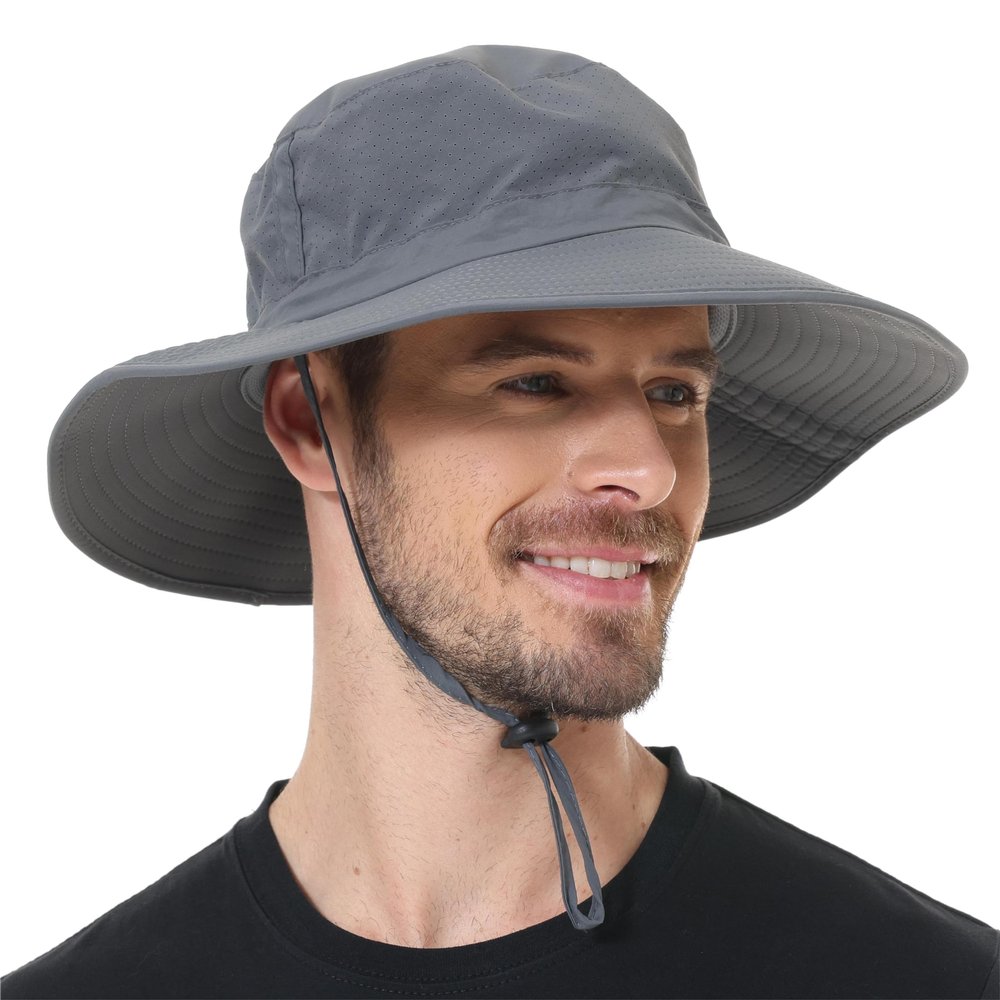 ZOORON Boonie Hat UPF 50+ Cooling Sun Hat for Men and Women,Wide Brim Bucket Hats with UV Protection for Safari Hiking Beach Dark Grey
