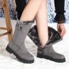 Baby Snow Boots Autumn and Winter Women's Leather Boots Snow Boots Short Boots Mid Heel Wedge Snow Boots for Women (Grey, 8.5) view 2