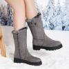 Baby Snow Boots Autumn and Winter Women's Leather Boots Snow Boots Short Boots Mid Heel Wedge Snow Boots for Women (Grey, 8.5) view 4