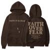 BANGELY Faith Over Fear Hoodie Women Christian Sweatshirt Graphic Christian Religious Sayings Sweater Bible Pullover Tops Brown view 1