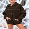 BANGELY Faith Over Fear Hoodie Women Christian Sweatshirt Graphic Christian Religious Sayings Sweater Bible Pullover Tops Brown view 3