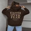 BANGELY Faith Over Fear Hoodie Women Christian Sweatshirt Graphic Christian Religious Sayings Sweater Bible Pullover Tops Brown view 4
