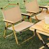 Set Of 2 Folding Camping Chairs, Outdoor Portable Garden Chair, Aluminium + Oxford Cloth + Beech Wood,Folding Garden Chairs For Camping Picnic Fishing Festival Football Concert , Khaki Outdoor Folding view 2