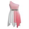 Aislor Kids Girls One Shoulder Praise Dance Dress Lyrical Modern Dance Dress Tunic Liturgical Worship Costume Dancewear Light Pink 8 Years view 3