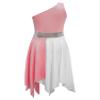 Aislor Kids Girls One Shoulder Praise Dance Dress Lyrical Modern Dance Dress Tunic Liturgical Worship Costume Dancewear Light Pink 8 Years view 4
