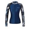 Bestgift Diving Suit Women Sunscreen Quick-Drying Long-Sleeved Swimsuit Suit Suit Surfing Suit Navy Blue Top XL