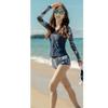 Bestgift Diving Suit Women Sunscreen Quick-Drying Long-Sleeved Swimsuit Suit Suit Surfing Suit Navy Blue Top XL view 2