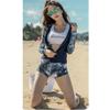 Bestgift Diving Suit Women Sunscreen Quick-Drying Long-Sleeved Swimsuit Suit Suit Surfing Suit Navy Blue Top XL view 3