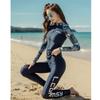 Bestgift Diving Suit Women Sunscreen Quick-Drying Long-Sleeved Swimsuit Suit Suit Surfing Suit Navy Blue Top XL view 4