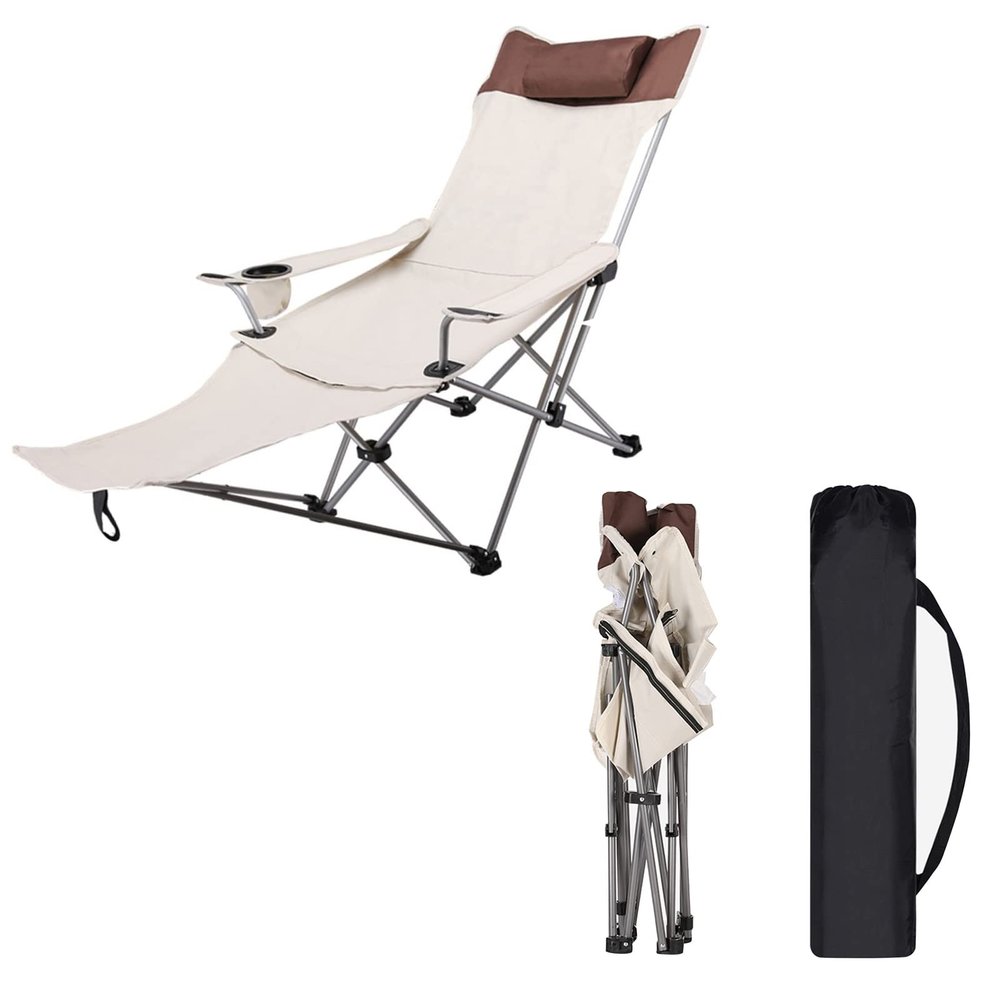 Outdoor Portable Garden Chair, Lightweight Design Lounger Seat With Cup Holder, Beach Chair, Ideal For Camping, Fishing, Parties, Folding Chair For Sitting And Reclining, Oxford Fabric, 2 Pieces Outdo