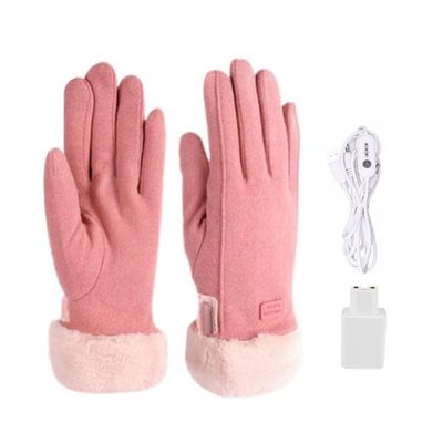 YAGTEYCLL Men's Women's Heated Gloves for Winter, Ladies Pink Waterproof Ski Touchscreen Mittens, USB Electric Rechargeable Warm Glove for Outdoor Cold Weather Cycling Hiking Motorcycle-B