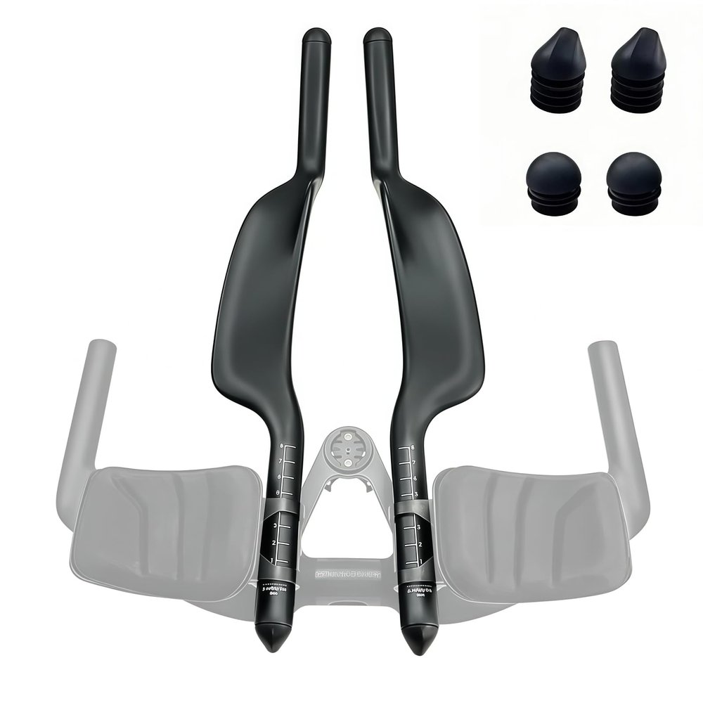 Joxvizx Carbon Bicycle TT Arm Rest Handlebar Aero Bars Extension Triathlon Trial Bike Bar Ends Cycling Bullhorn Handlebar Parts 22.2mm for Road TT Bike,Fixed Gear,Racing bike-Black Matt (No Hole)
