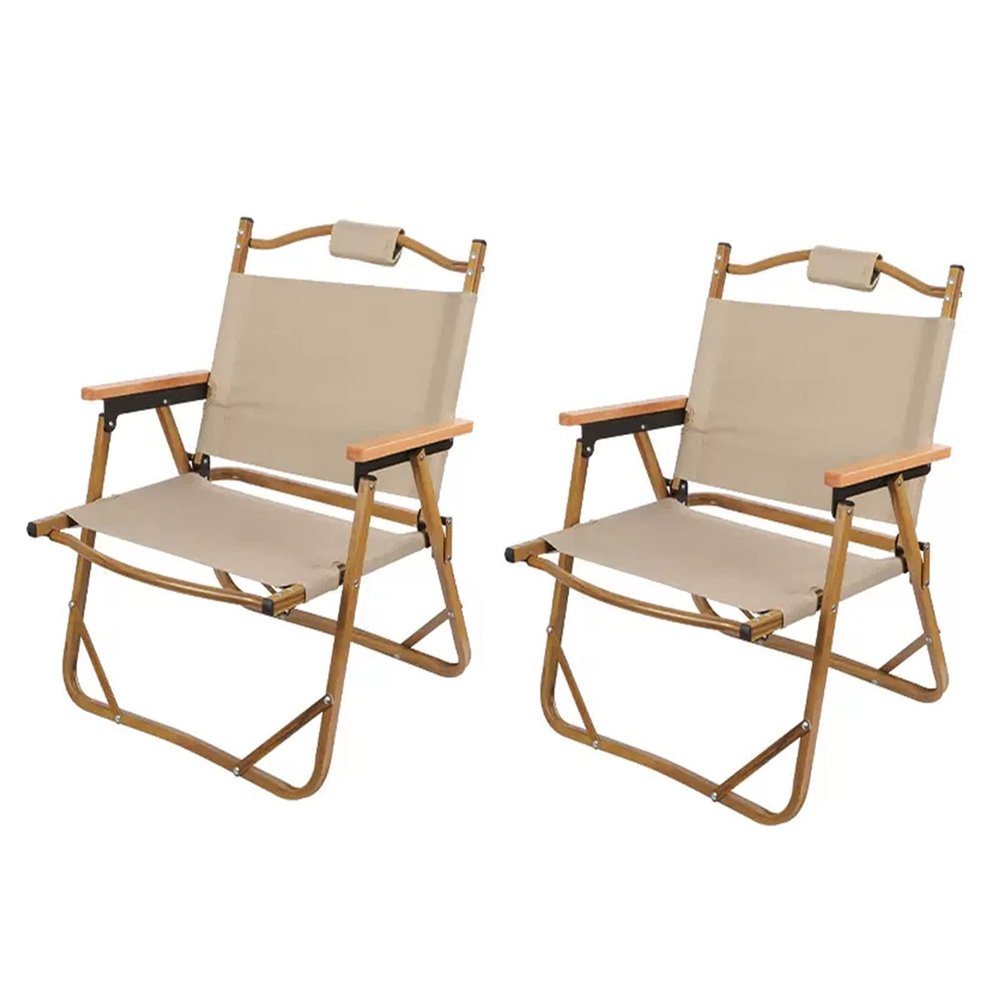 Camping Chairs For Adults Folding Chairs Outdoor For Garden Picnic Hiking Indoor, Recliner Garden Chairs, Aluminium + Oxford Cloth + Beech Wood, For Outdoor Camp, Travel, Beach, Picnic, Hiking, 2 Piec