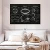 ElephantStock Sports Balls Compilation BW Patent Canvas - 1 Panel Patent Wall Art Decor - Sports Decorations for Boys Room - Wall Art and Office Decor - 48" X 32" view 2