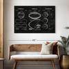 ElephantStock Sports Balls Compilation BW Patent Canvas - 1 Panel Patent Wall Art Decor - Sports Decorations for Boys Room - Wall Art and Office Decor - 48" X 32" view 3