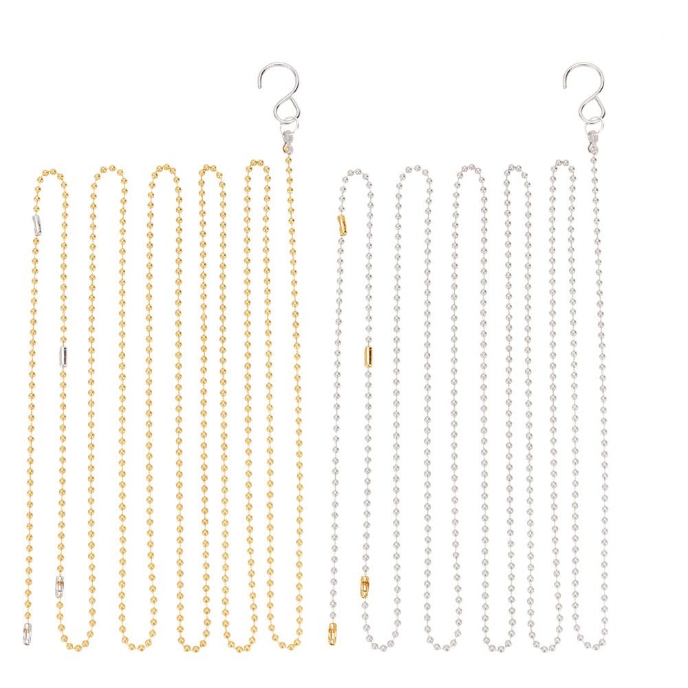 GOMAKERER 4 Pcs Volleyball Net Height Chains, 2 Colors Volleyball Net Setter Chains Net Height Chains Measuring Chains Volleyball Referee Equipment for Outdoor Training(Platinum and Golden)