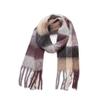 Metisee Large Soft Scarf Winter Long Pashmina Tassels Plaid Scarfs Knit Warm Shawl Scarves Neckerchief Scarf for Women (gray) view 1