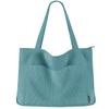 Prite Corduroy Tote Bag for Women Large Shoulder Bag with Zipper and Pockets for College Work Travel Shopping(Lake Blue) view 1