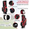 Goplus Golf Stand Bag, Lightweight Golf Club Bag with 6 Way Top Dividers, 8 Pockets, Cooler Bag, Rain Hood, Dual Shoulder Strap, Umbrella Holder, Portable Golf Bag with Stand for Women Men (Red) view 2