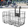 1 Pack Folding Rear Bike Basket Wire Mesh Fold-Up Detchable Front Bag Rear Hanging Bike Basket Bicycle Bag Cargo Rack for Mountain Bike Accessories Bike Frame Basket view 4