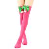 Adoeren Christmas Women Thigh High Socks Over Knee High Socks with Bow Stripe Candy Cane Socks Boot Stockings (A 90 Pink, Green Pom) view 1
