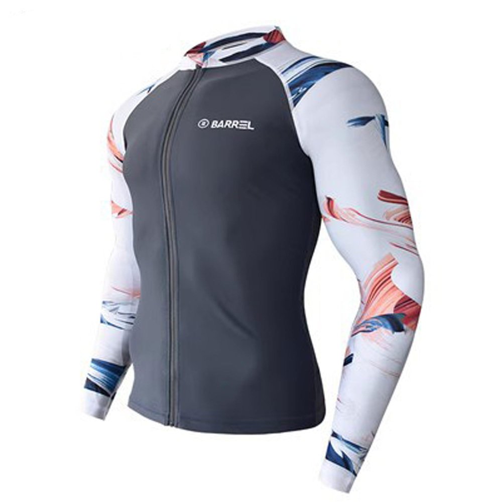 Bestgift Men's Wetsuit Full Body Sun Protection Surfing Suit Wetsuit Long Sleeve Long Trousers Grey top M
