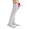 Adoeren Christmas Women Thigh High Socks Over Knee High Socks with Bow Stripe Candy Cane Socks Boot Stockings (A 44 White, Red Pom) view 2