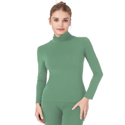 Liang Rou Women's Mock Turtleneck Ultrathin Long Sleeve Thermal Baselayer Undershirt Top Green X-Large