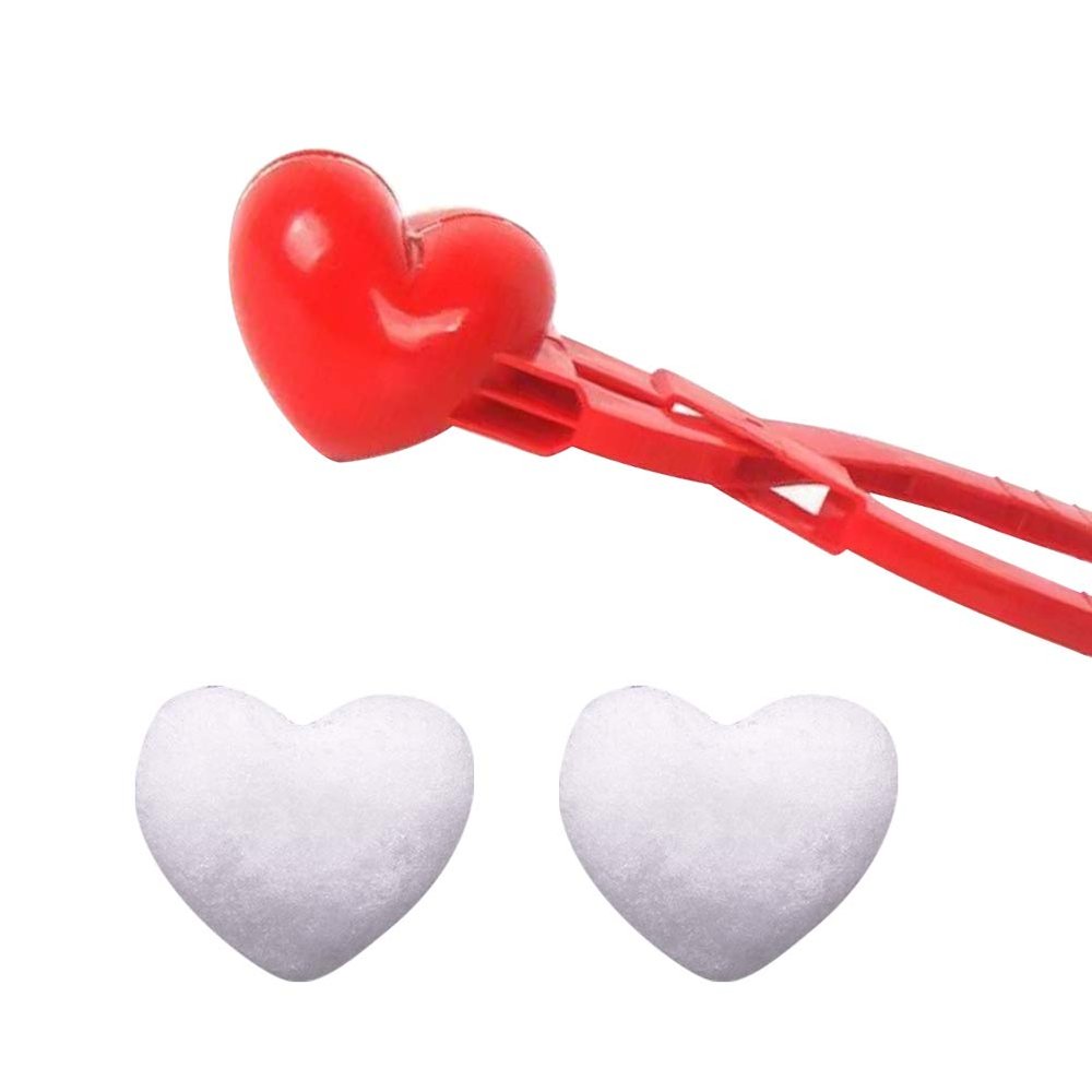 Heart Shape Snowball Maker Toys Love Heart Snowball Maker Clip Snow Brick Maker Sand for Snow Fights (Red)