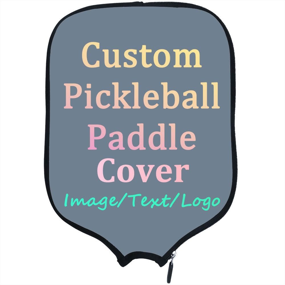 LMPTOEI Customized Padded Pickleballs Protection Custom Pickleballs Paddles Cover, Neoprenes Cover Paddle Case with Personalized Image Text Logo, Fits Most Rackets, SlateGray
