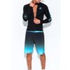 Bestgift Zipper Wetsuit Men's Long Sleeve Surf Suit Sun Protection Swimsuit Snorkeling Black White Pants XL view 2