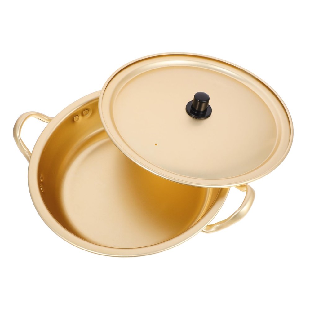 Golden Ramen Pot with Lid, Aluminum Alloy, Fast Heating