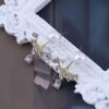 Aneneiceera Vintage Pearl Leaf Ear Jacket Earrings Gold Pearl Stud Earrings Crystal Evil Eye Earrings Lotus Flower Jacket Earrings Cluster Leaf Earrings Jewelry for Women (Crystal B) view 3