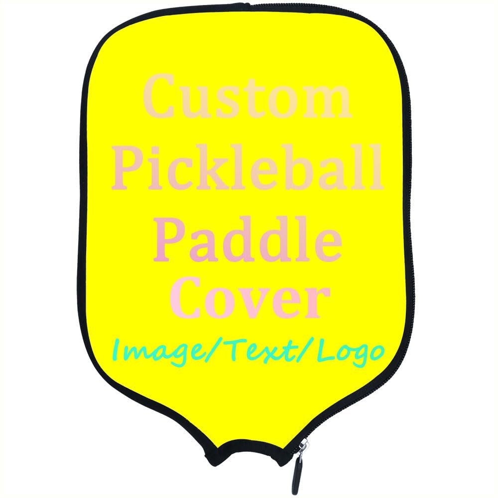LMPTOEI Personalized Padded Pickleballs Protection, Customized Pickleballs Paddle Cover Rackets Cover, Fits Most Paddle, 8.5"x11.5", Yellow